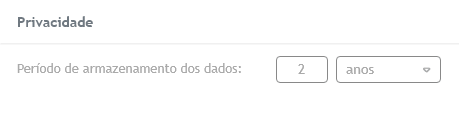 Período de armazenamento de dados